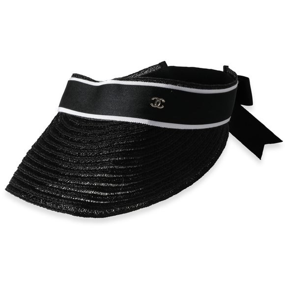 Chanel Black Abaca Cotton Ribbon Visor - Picture 2 of 4